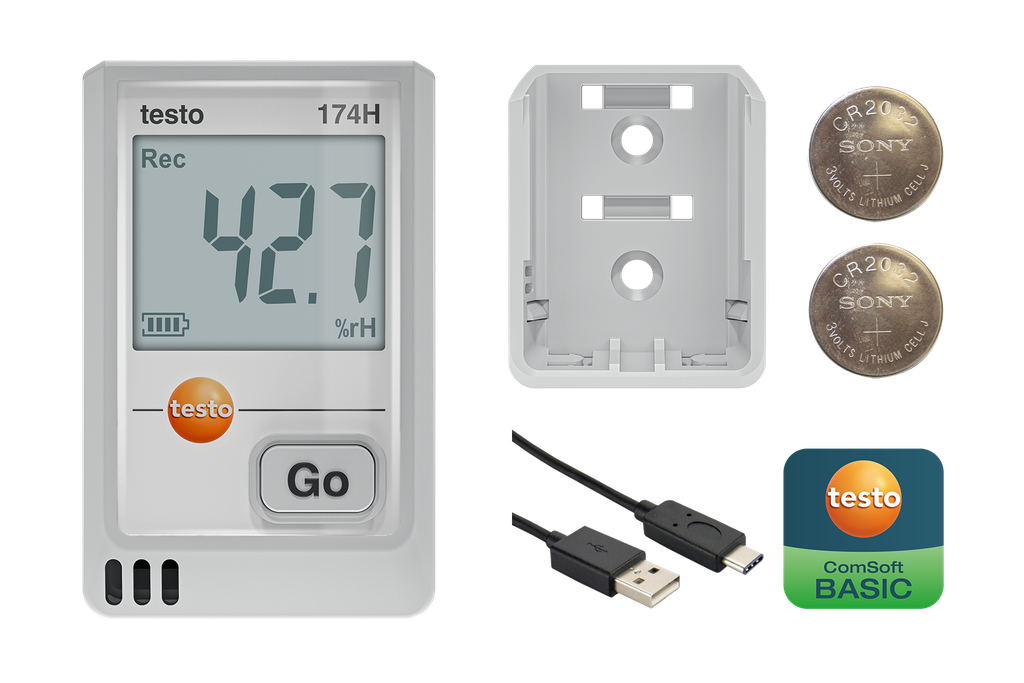 testo 174 H - Mini data logger for temperature and humidity with USB-C and PC Software