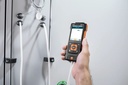 testo 440 dP air velocity and IAQ measuring instrument including integrated differential pressure sensor, connection hose, 3 x AA batteries, USB cable and calibration protocol.