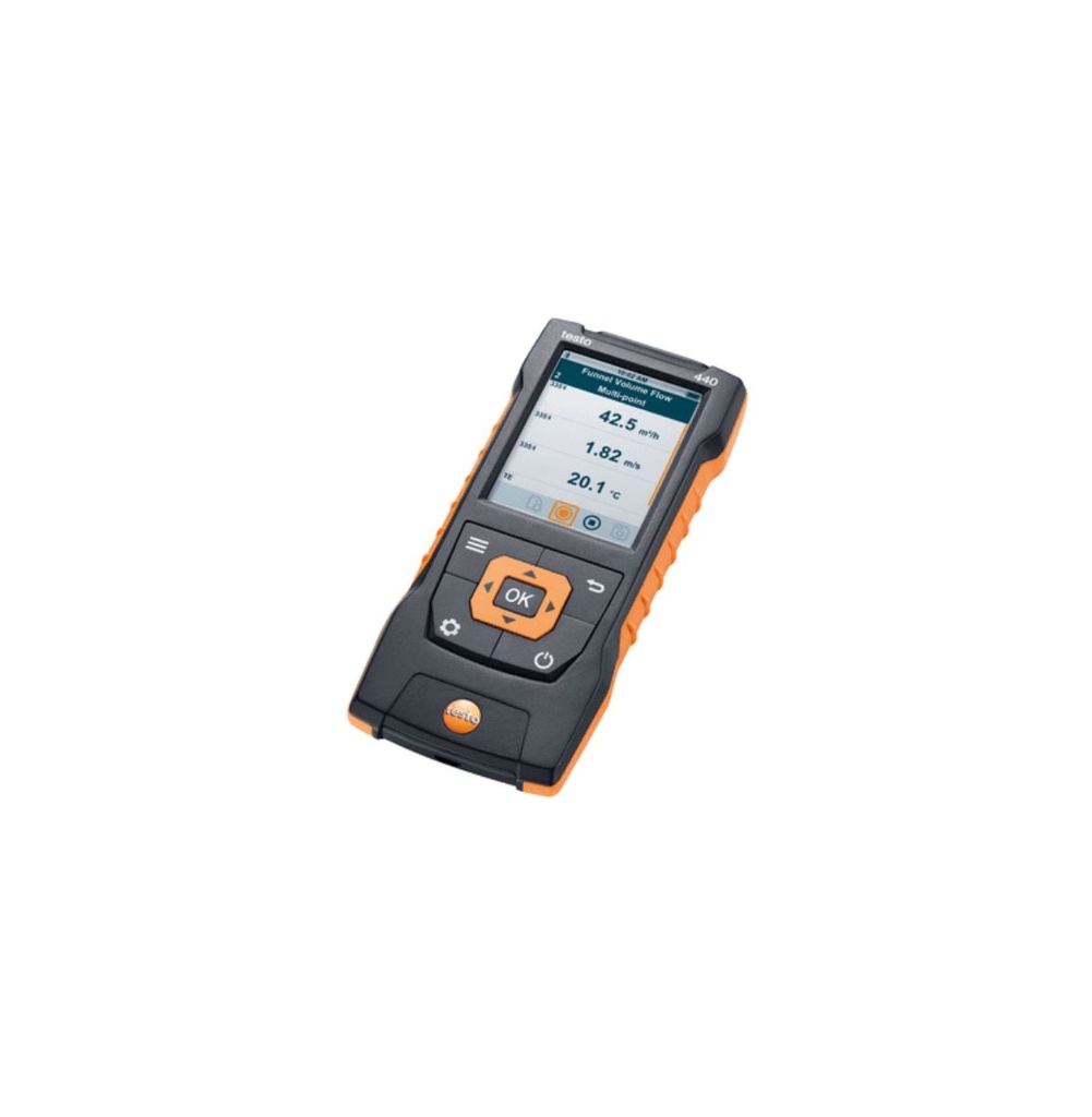 testo 440 Air velocity and IAQ measuring instrument, 3 x AA batteries, USB cable and calibration protocol