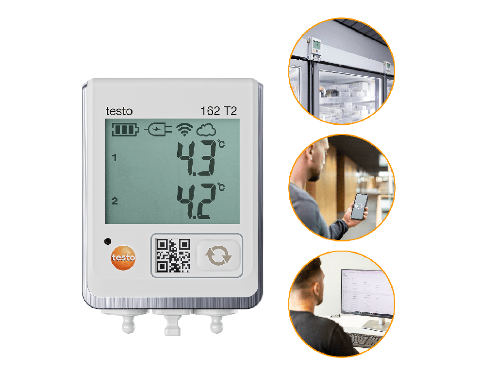 testo 162 T2 - Online data logger with display and 2 connections for NTC temperature probes