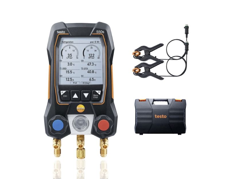 testo 550s Basic Kit - Smart digital manifold with fixed cable clamp temperature probes