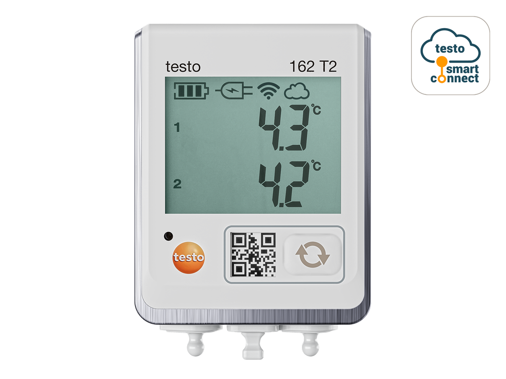testo 162 T2 - Online data logger with display and 2 connections for NTC temperature probes