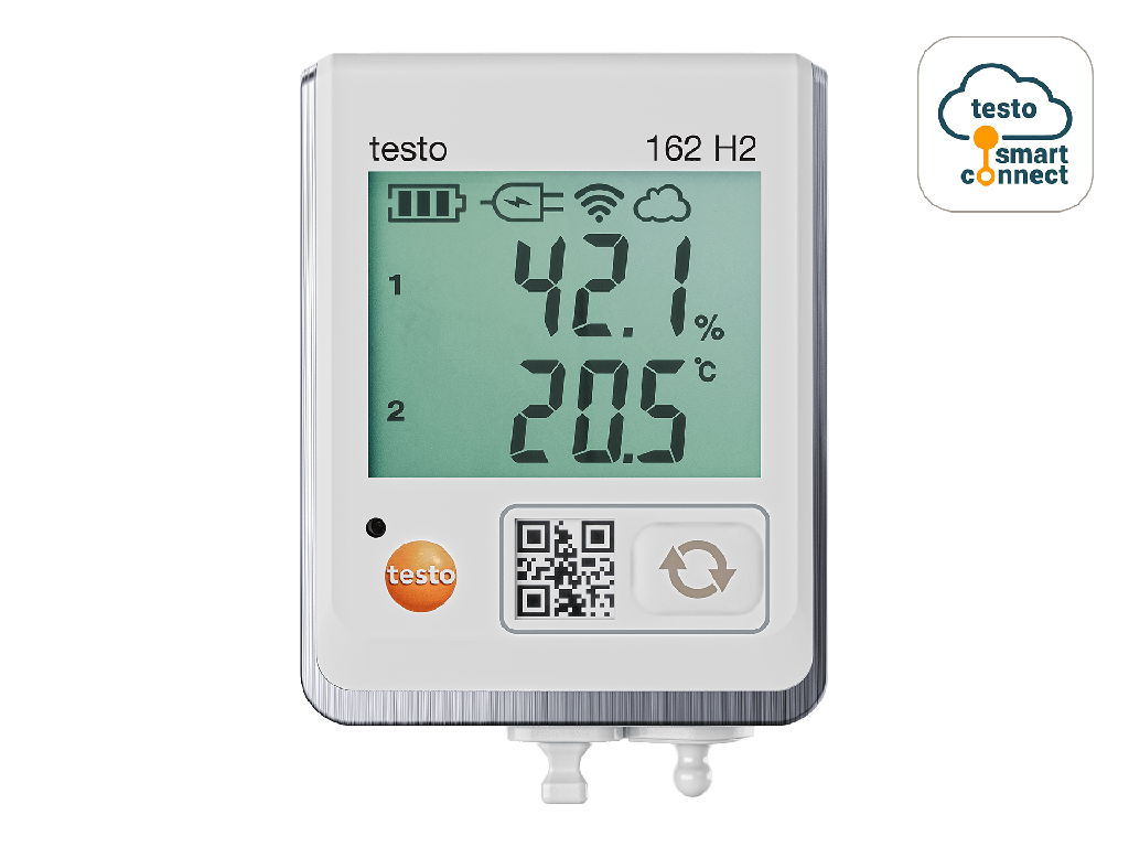 testo 162 H2 - Online data logger with display and connections for temperature and humidity probes