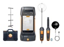 testo 400 IAQ and Comfort Kit including testo 400 universal IAQ instrument, silicone hoses, mains unit with USB cable, calibration protocol, instruction manual (0560 0400); CO2 probe (digital) with Bluetooth incl. temperature and humidity sensor (0632 1551); Turbulence probe (digital) wired (0628 0152); Globe thermometer (TC type K) for radiant heat (0602 0743); Measuring tripod (0554 1591); and Transport case (0516 2400)